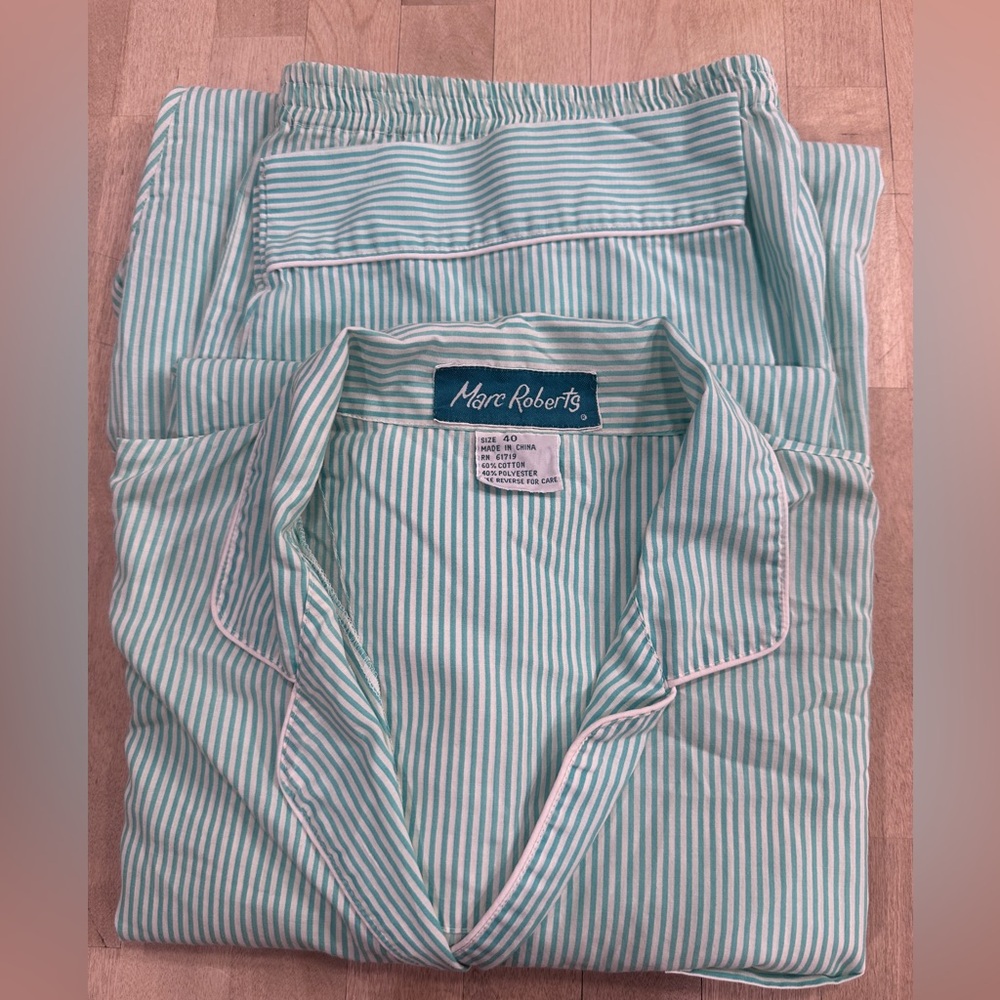 Mark Roberts Teal and White Striped Apparel
